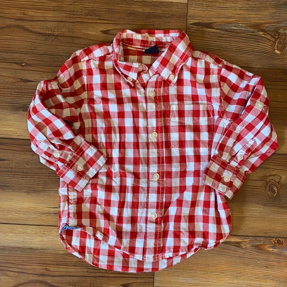 Gap Kids 2T red & white cotton button down